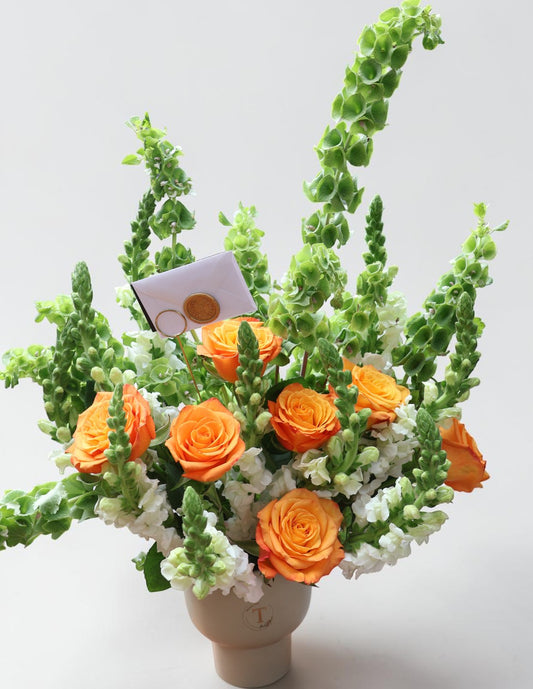 Arreglo de rosas naranjas